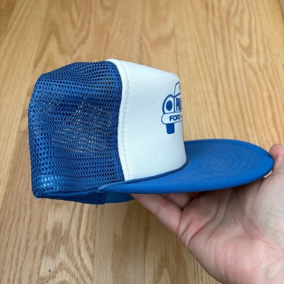 Vintage Palmerton Ford Mercury Mesh Snap Back Trucker Hat Blue White Puffy - Picture 3 of 6